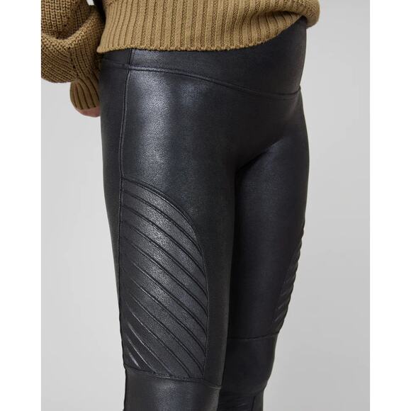 SPANX Women’s Black Leather-Look Leggings size Small - Picture 5 of 15